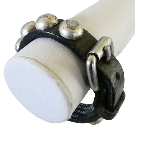 RONALD PINEAU studded leather cuff bracelet M distressed France - Picture 3 of 10